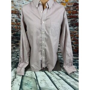 UNTUCKit Verone WF Men's Red Check Wrinkle Free Cotton‎ Button Down Shirt Large